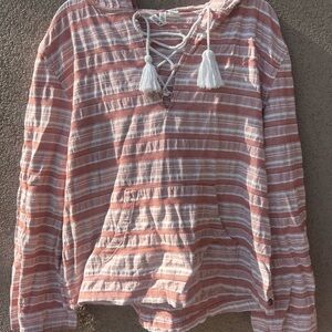 Roxy Pink and White Tie Front Tunic